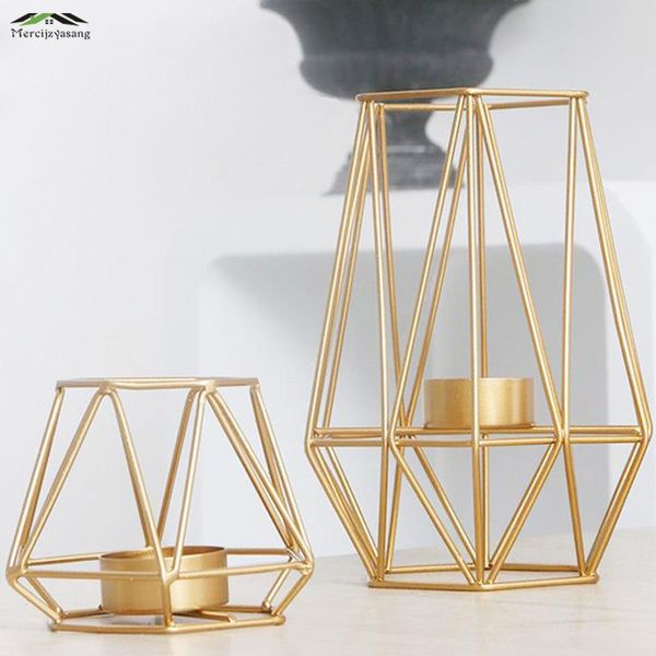 

european candle holder iron candlestick geometric table holders ornament for wedding dinner decoration candelabra gzt041