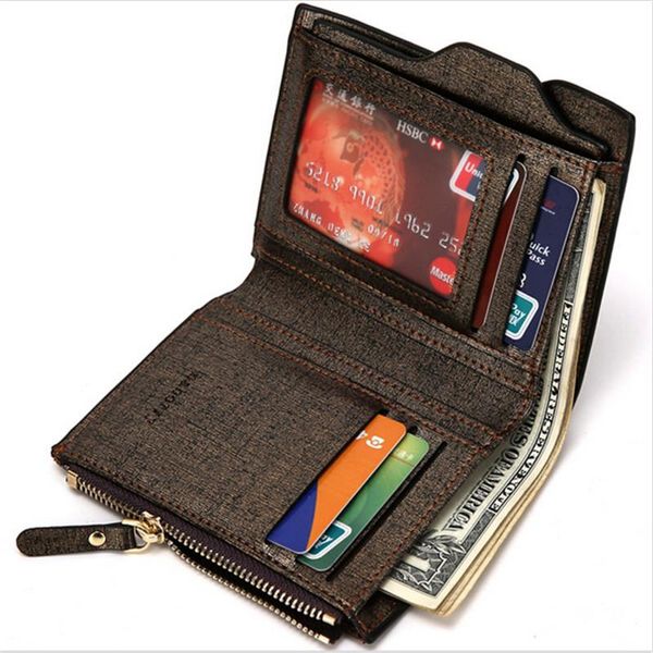 

wallets casual men bifold wallet id card holder coin purse pockets clutch with zipper bag for male, Red;black