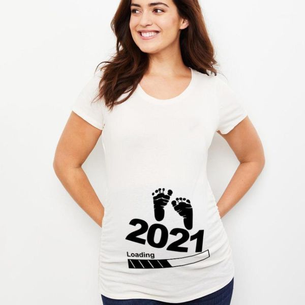 

summer women short sleeve o-neck printed t shirt pregnant woman casual tee women's t-shirt, White