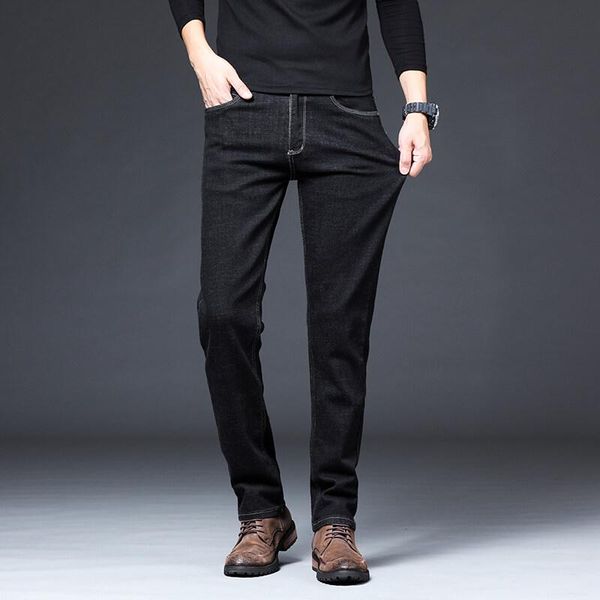 

men's jeans autumn and winter trousers for men 2021 black blue low waist straight business casual slim youth pants