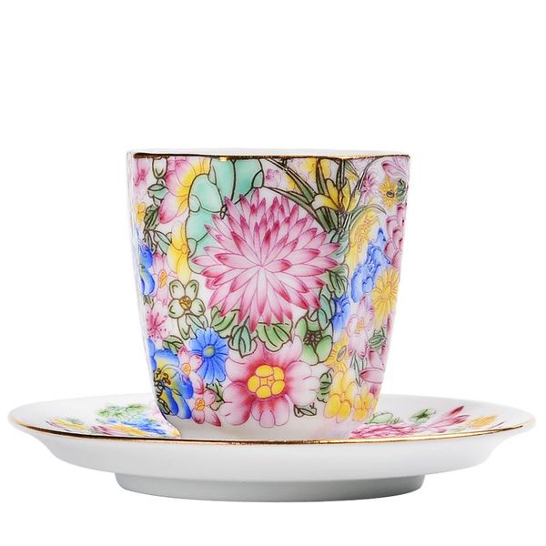 

cups & saucers china jingdezhen ceramic cup tea set hand-painted colorful black crafts