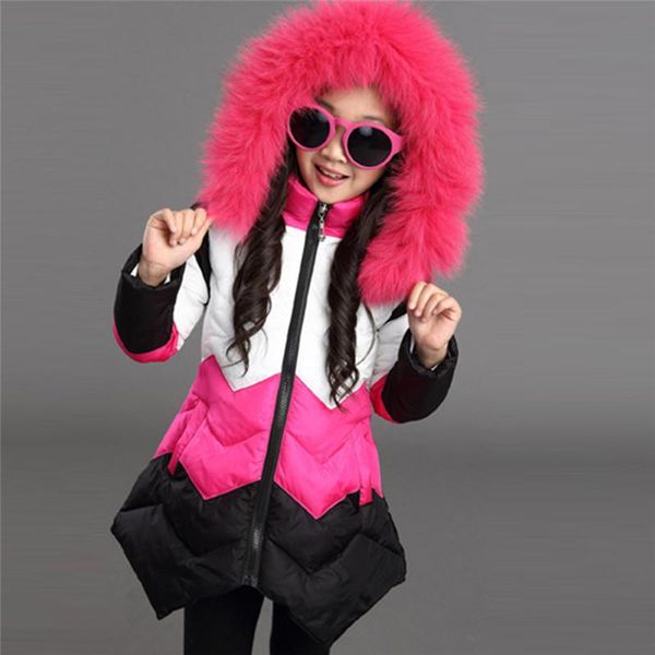 Down casaco 6-14y inverno crianças parkas meninas gola grossa colarinho grande acolchoado jaqueta menina criança crianças