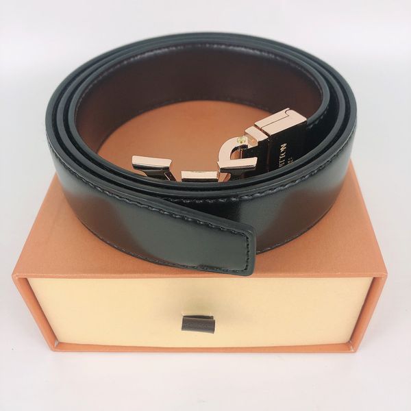 

2021 men's gold and silver black buckle fashion leather 3.4cm belt, designers for men women to create delivery 100-125cm plus box, Black;brown