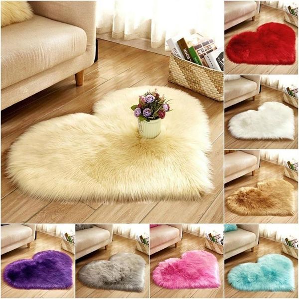 

carpets arrival factory price creative heart shape elegant and luxurious plush rug anti-slip carpet door mat home bedside decor