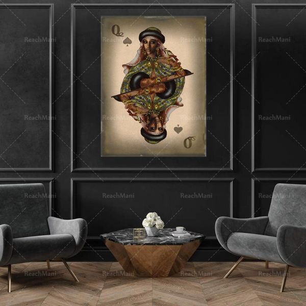 

paintings black queen of spades digital poster wall art