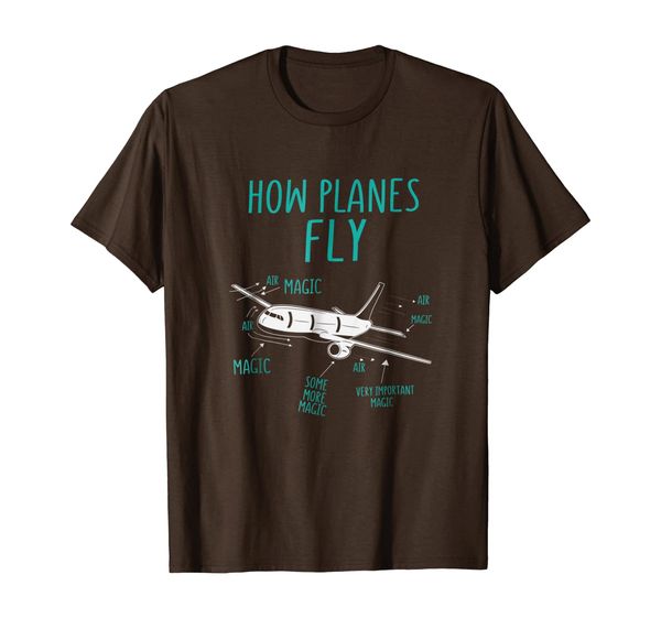 

how planes fly funny airplane pilot magic t-shirt, White;black