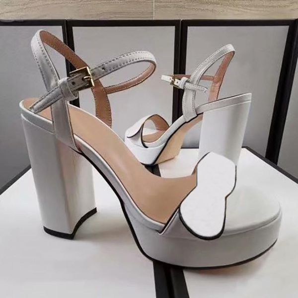 

summer designer sandals metal cowskin high heeled 11cm heel ankle rubber platform solid non slip daily outdoor lawn big size wom, Black