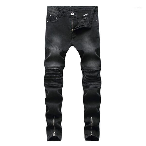 Männer Jeans Gersri Männer Casual Hosen Taillierte Böden Reißverschluss Punk Jean Street Wear Hip Hop Gerade Mann Schwarz Kleidung1