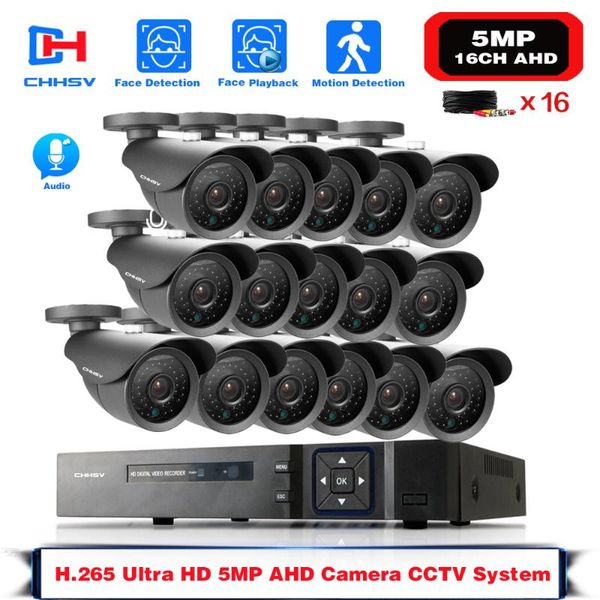 

security system 16ch 5mp dvr 16x1000tvl ip66 indoor outdoor camera kit video surveillance set wireless kits