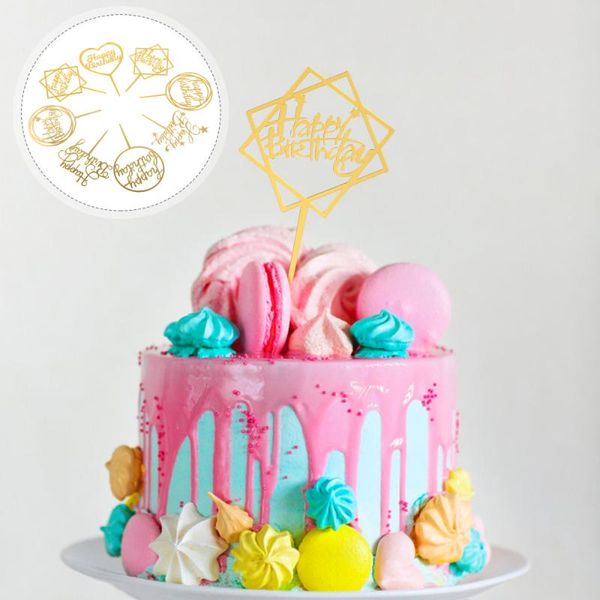 

other festive & party supplies 8pcs acrylic cake ers birthday dessert picks decors (golden)