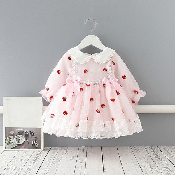 Neugeborene Taufe Kleid für Baby Mädchen ersten Geburtstag Party tragen Peter Pan Kragen Stickerei Taufkleid Tutu Säuglingskleidung Q0716