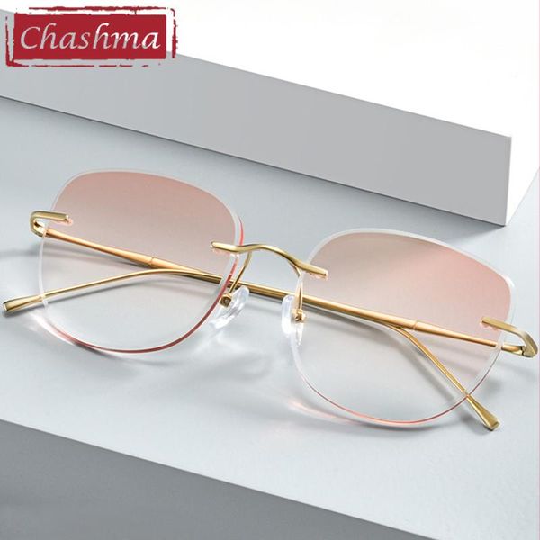 

fashion sunglasses frames women square eyeglasses pure titanium prescription lenses men rimless optical light weight tint colored glass, Black