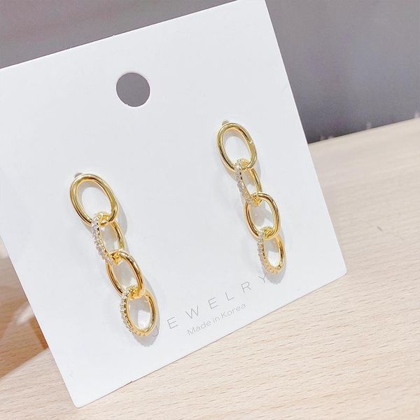 

stud exquisite cz elegant long link earrings unique delicate, Golden;silver