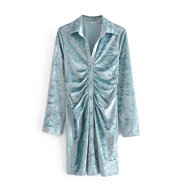 

casual dresses fashion sheath velvet mini dress women 2021 summer turn-down collar long sleeve female vestido feminino, Black;gray