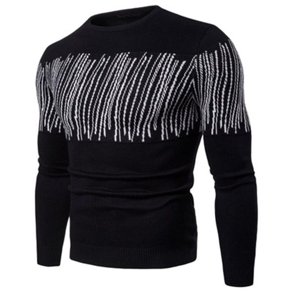 

mens knitting sweaters fashion trend long sleeve round neck pullover sweater designer male autumn casual slim bottoming, White;black