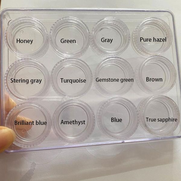 

contacts case/contact lens cases storage setcan/display 12 color contacts