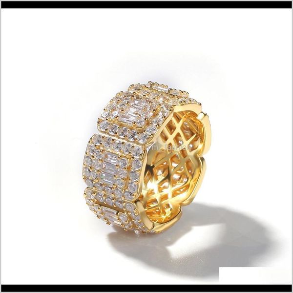 

drop delivery 2021 gold bling cz cubic zirconia finger ring band iced out crystal rings hip hop valentine day jewelry gift for men 0cvg1, Silver
