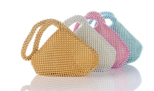 

new 2022 candy color luxury evening bags women tote beaeded clutches wrist bas , mini holder , 01