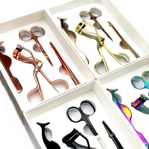 

mikiwi 4pcs rose gold eyelash curler eyebrow tweezers scissors eye lashes stainless steel makeup set false applicator tools & stencils1