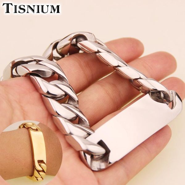 

tisnium cuban link chain men's bracelet punk hip-hop boys jewelry 16mm stainless steel accessories friends gifts wholesale 2021 link,, Black