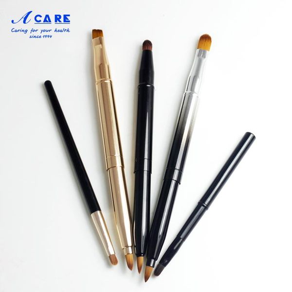 

gold silver metal handle lip gloss makeup brush portable retractable adjustable lipstick with protect cap cosmetic tool brushes