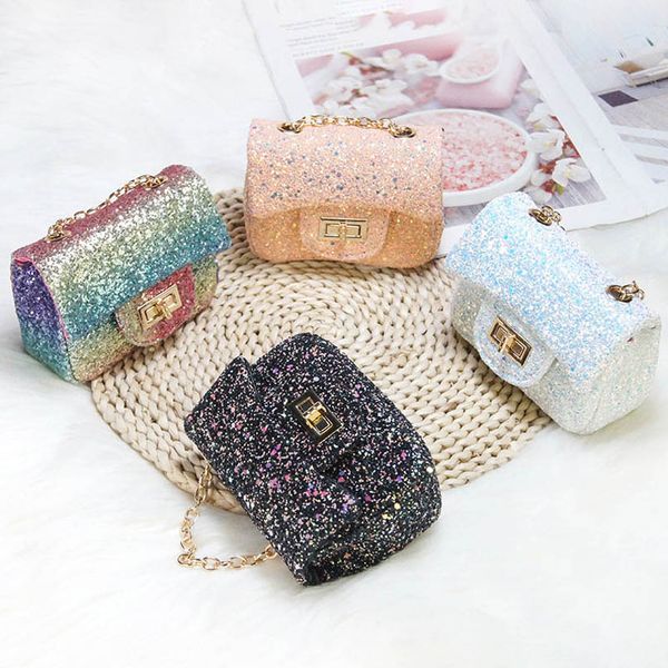 

kids handbags baby bag girl bags children accessories children's princess mini chain purses one shoulder sequin messenger b6797, Black