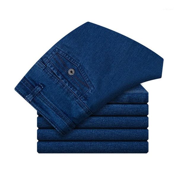 

men's jeans 2021 mid fashion business classic style straight denim pants men baggy four seasons, Blue