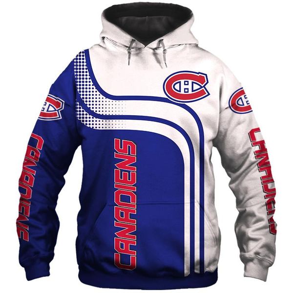 

men's hoodies & sweatshirts montreal fashion 3d hoodie white blue geometric stitching letters ch print canadiens cool outdoor, Black