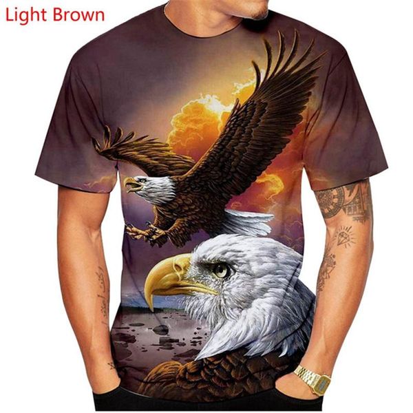 

men's t-shirts eagle 3d print t shirt punk streetwear summer casual round neck all-match oversize loose male oversized tees, White;black