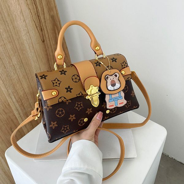 

luxurys designers bags new fashion bag print contrast handbag texture old flower handbags single shoulder messenger pack pu leather brown sq