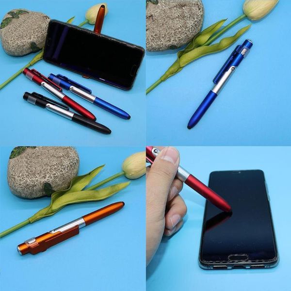 

ballpoint pens 4-in-1 folding pen screen stylus universal with cellphone for tablet led capacitive mini b6z2, Blue;orange