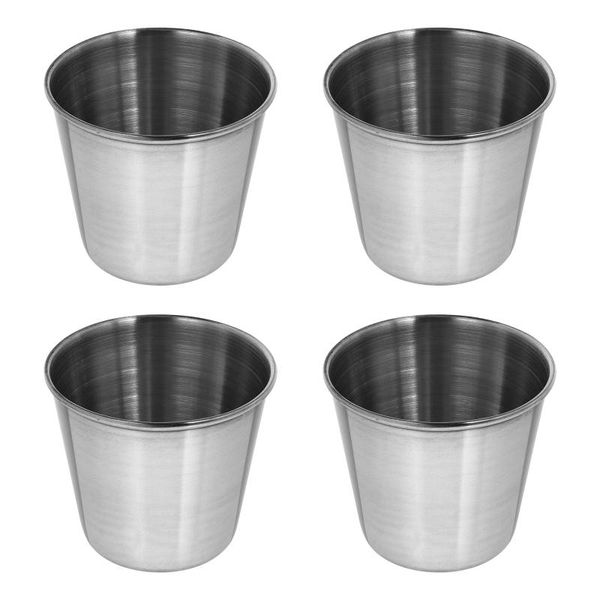 

mugs 4pcs stainless steel water cups rustproof 50ml multi-function coffee (silver)