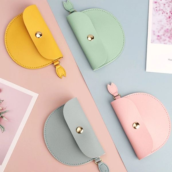 

pu lether women wallet small cute coin purse solid color semicircle vintage short wallet hasp lady girls card holder clutch bag, Red;black
