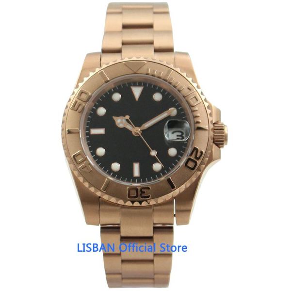 

wristwatches 40mm sterile dial men's mechanical watch rose gold luxury sapphire glass luminous nh35 movement automatic, Slivery;brown