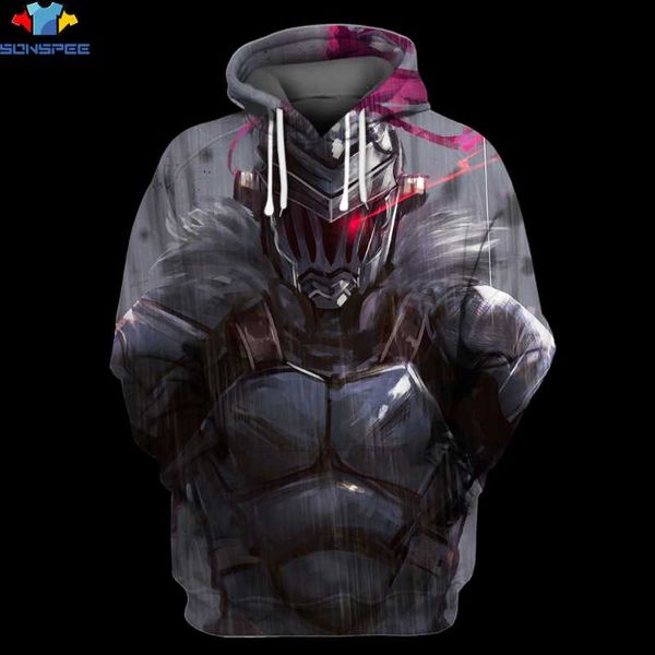 

men's hoodies & sweatshirts sonspee 3d anime goblin slayer armor oversized hoodie men women fashion spring autumn pullovers clothing, Black
