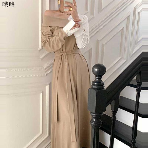

french elegant dress lady one-piece fashion stitching contrast color lace dresses 2021 spring autumn women's long sleeves casual, Black;gray