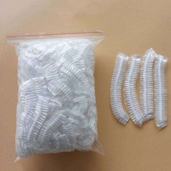 

shower caps 50 pcs/lot disposable hat clear spa hair salon el one-off bathing elastic cap bathroom products bath