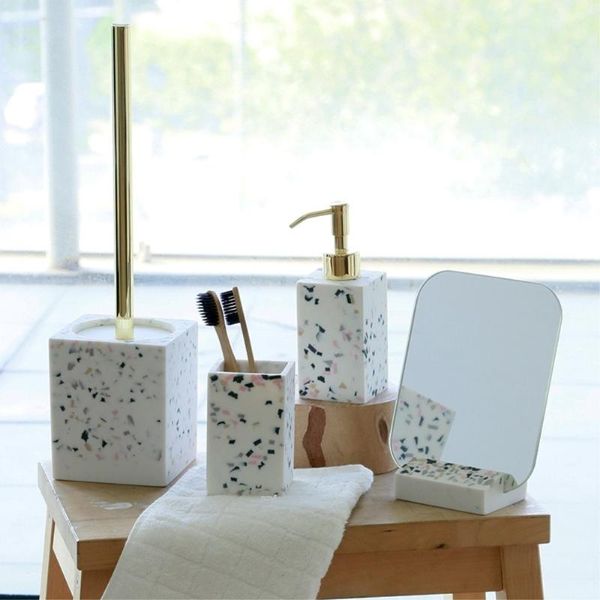 

bath accessory set 3pcs/set resin bathroom accessories washing tools emulsion bottle mouthwash cup toilet brush household supplies