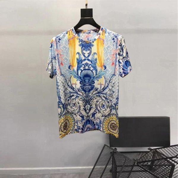 

men's t-shirts men/women europe style casual floral print short sleeves tee designer c070, White;black