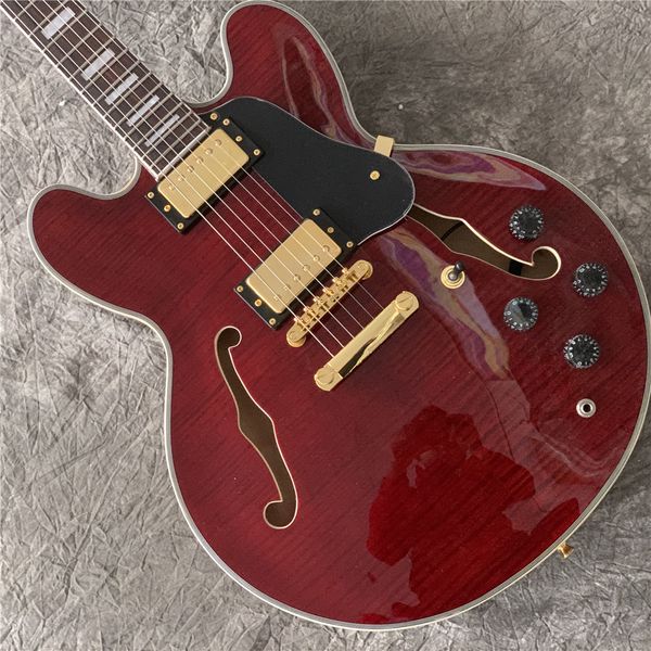 

electric guitar,semi-hollow body jazz, aged/relic jd simon,wine red
