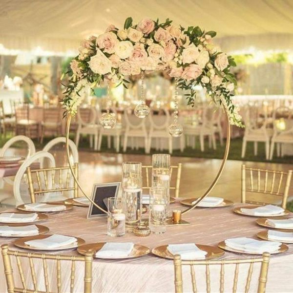 

vases gold 50cm round shape metal flower stand for wedding table centerpiece frame arrangement