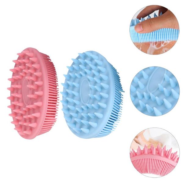 

hair brushes 1 set 2pcs silicone baby bath double-side infant shampoo, Silver