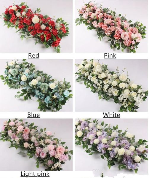 

decorative flowers & wreaths 50cm diy flower row acanthosphere rose eucalyptus wedding decor peony hydrangea plant mix arch artificial fl