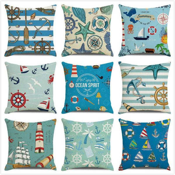 

cushion/decorative pillow wholesale 45cm*45cm seamless navigation sign linen/cotton throw covers cushion cover home decor pillowcase