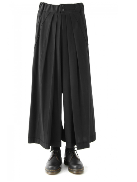 

men's pants casual wide leg skirt spring and autumn black pleated super loose fashion temperament stylist
