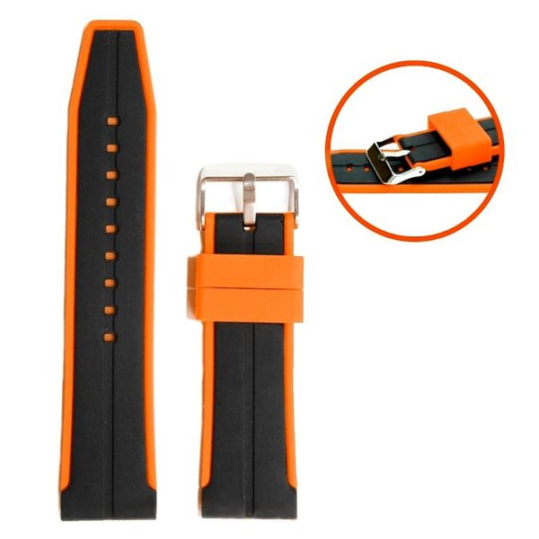 

watch bands 24mm good taste two-tone black with yellow silicone band strap for repairment men ladies wb1048-24jb, Black;brown