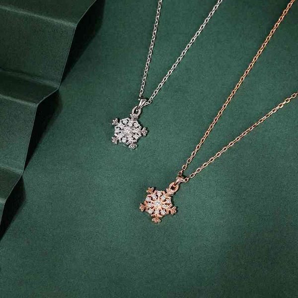 

snowflake necklace s925 sterling silver micro inlaid with zircon, fashionable, simple and versatile, Black
