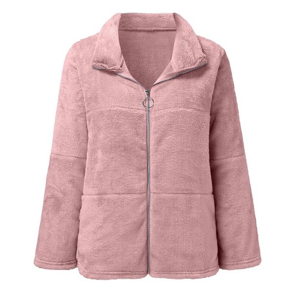 

women's fur & faux 2021 autumn winter jacket female coat causal soft hooded fleece plush warm plus size fluffy zipper sudadera #t3g, Black