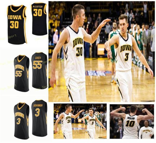 

ncaa college iowa hawkeyes basketball jersey 0 michael baer 1 joe toussaint 10 joe wieskamp 13 austin ash custom stitched, Black