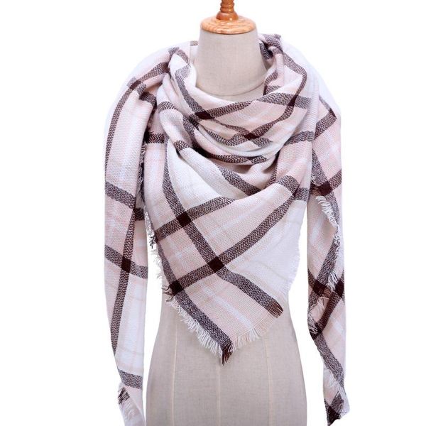 

scarves 2021 women scarf plaid winter cashmere lady shawls bandana neck warm knit triangle bandage foulard echarpe femme wraps, Blue;gray
